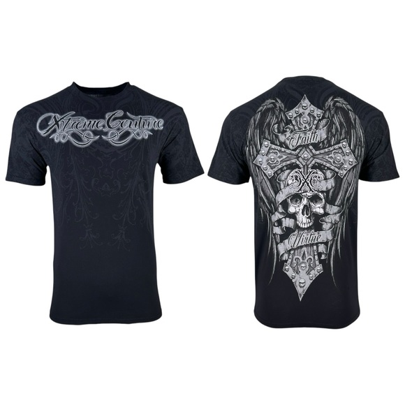Xtreme Couture by Affliction Men's T-Shirt Wrecked Biker Cross Y2K S-5XL - Picture 1 of 6
